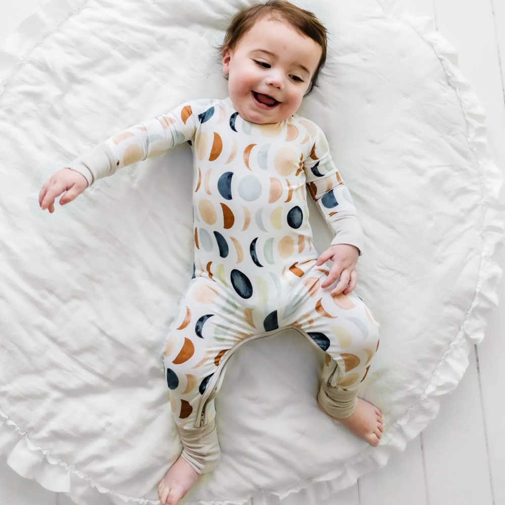 Little Sleepies Luna Neutral Crescent Zippy - Never Worn